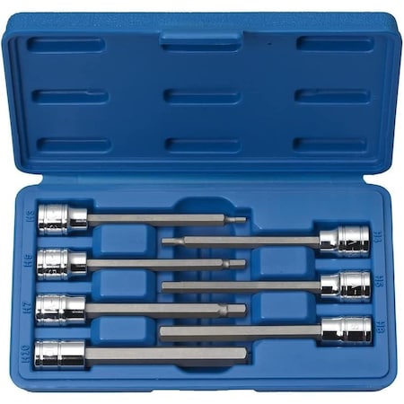 Neiko 0.375 in Dr. Extra Long Allen Hex Bit Socket Set, SAE 10072A