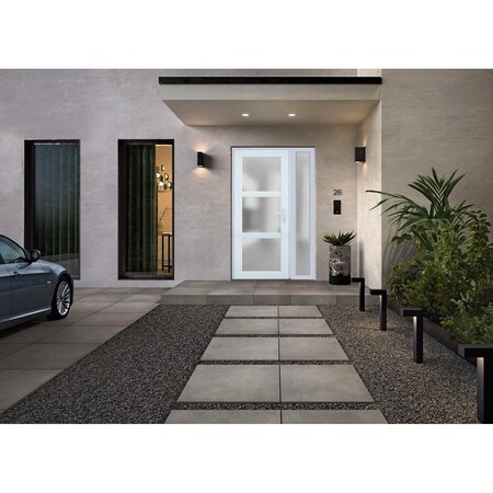 Vdomdoors Front Exterior Prehung FiberGlass Door Frosted Glass / Manux 8552 White Silk / Sidelight Exterior W MANUX8552EXD-WS-W30+12 x H80-RH