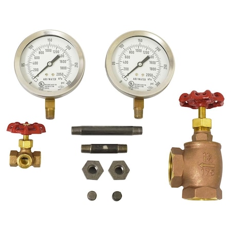 Wilkins 2in drain valve nipples, gauges, for 4in, 6in, 8in, 10in and 12in riser check, 300 PSI 4-12-CHECKTRIM