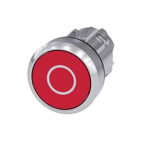 Siemens Pushbutton, 22 mm, round, metal, shiny, red, inscription: O 3SU1050-0AB20-0AD0