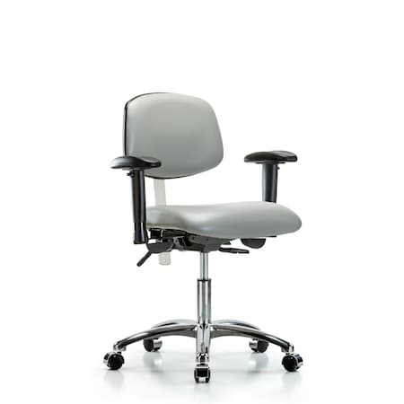 Blue Ridge Ergonomics Clean Room Chair Desk Chair, Vin, Chrm, AA, Casters, Dov, CL100, Adjustable Arms, 18" to 23" Height, Dove BR-NCR-VDHCH-CR-T0-A1-CC-8567