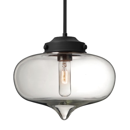 Besa Lighting Besa Mira Pendant, Clear, Black Finish, 1x 60W MAX E26 Base 1TT-MIRACL-BK