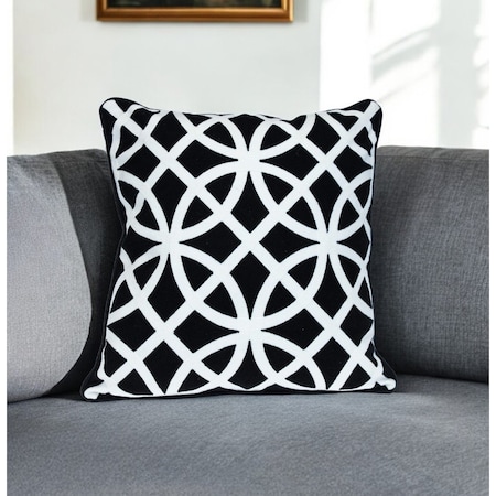 Homeroots 20" Black Geometric Cotton Throw Pillow 529284