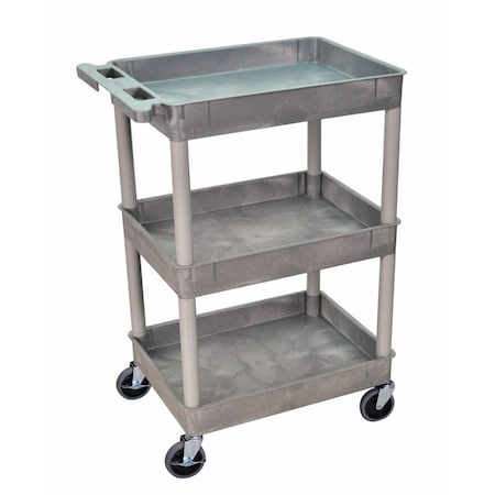 Luxor Compact Utility Tub Cart, Three Shelf Unit, 18 x 24 x 39.25 Inches, Gray 162701