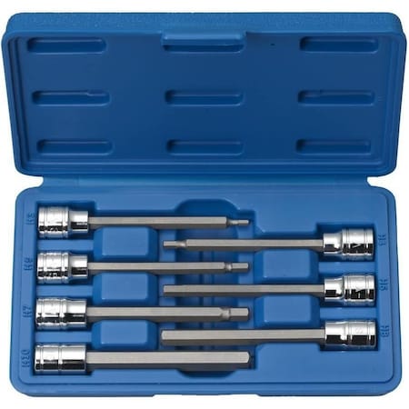 Neiko 0.375 in Dr. Extra Long Allen Hex Bit Socket Set, Metric 10076A