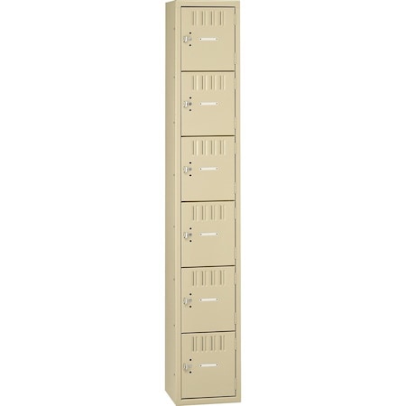 Tennsco Box Locker, 12 in W, 18 in D, 72 in H, (1) Wide, (6) Tier, Sand BS6-121812-ASD