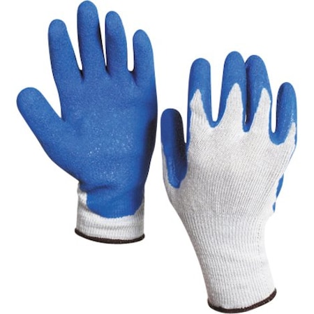 Partners Brand Coated Gloves, Natural Rubber Latex, Palm, Blue/White, L 12 PK GLV1014L