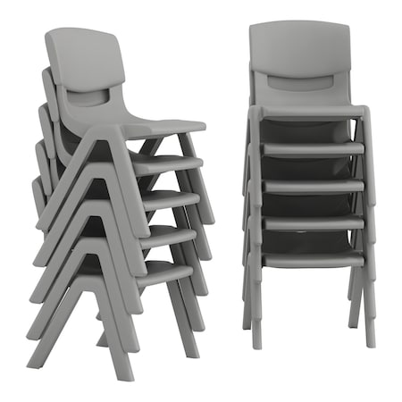 Flash Furniture Plastic Stacking School Chairs with 10.5 in Seat Height in Soft Gray, 10PK 10-YU-YCX-003-SFTGY-GG