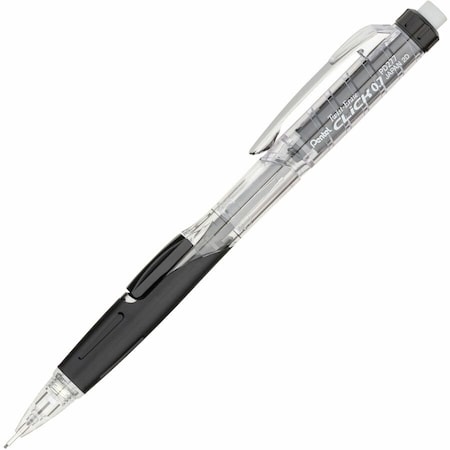 Pentel TWIST-ERASE CLICK MECHANICAL PENCIL, 0.7 MM, HB No 2.5, BLACK LEAD, BLACK BARREL PD277TA