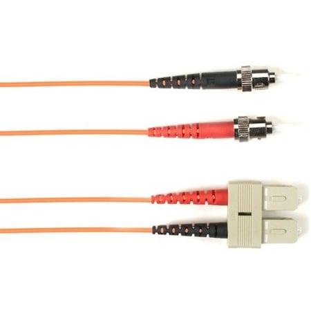 Black Box OM1 62.5/125 Multimode Fiber Optic Patch Cable - OFNR PVC, ST to SC, Orange, 2-m FOCMR62-002M-STSC-OR