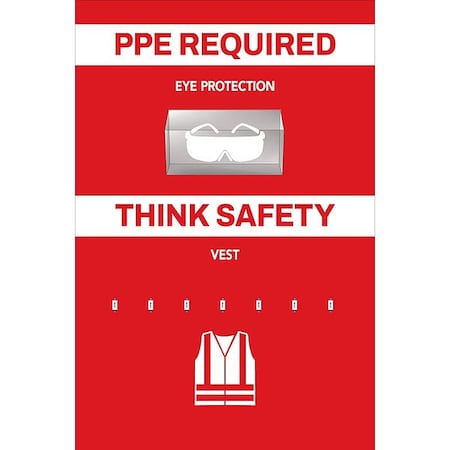 Visual Workplace PPE Shadow Board, Red, 24 in H 30-1910-3624-P62301