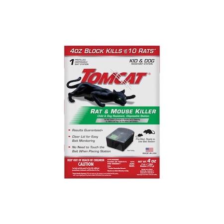 Tomcat Disposable Rat and Mouse Killer, 4 oz Bait, 1 -Opening, Plastic, Black/Clear 0370510