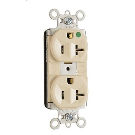 Pass & Seymour Straight Blade Receptacle, 5-20R, 20 A, 125V AC, 2 Pole, 3 Wire, Recessed Mount, Grounded PT8300HI