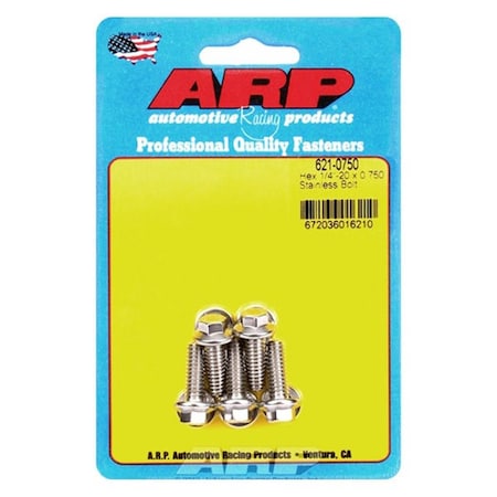 Arp 621-0750 0.25-20 x 0.75 in. Stainless Steel 6 Point Bolt Kit - Set of 5, 5PK ARP621-0750