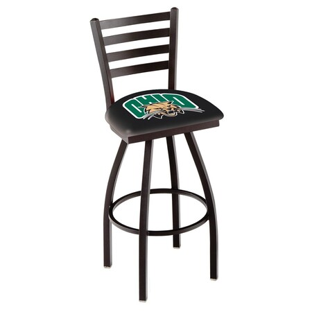 Holland Bar Stool Co 30" Blk Wrinkle Ohio University Swivel Bar Stool, Ladder Back L01430UnivOH