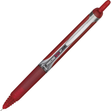 Pilot 26064 Precise V5 RT Roller Retractable Pen; Needle Pt; Red Ink; 0.5mm XFine 26064