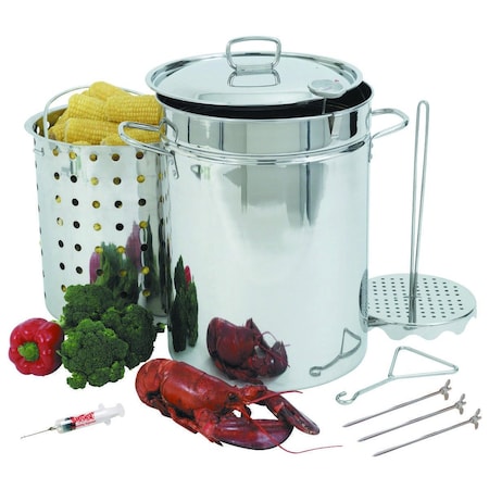 Bayou Classic Turkey Fryer Pot, 32 qt Capacity, 22 Gauge, Stainless Steel Polished 1118