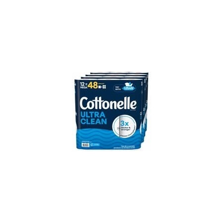 Cottonelle Ultra Clean Toilet Paper, 1 Ply, 248 Sheets/Roll, White, Paper, FiberPack, 4PK 55489