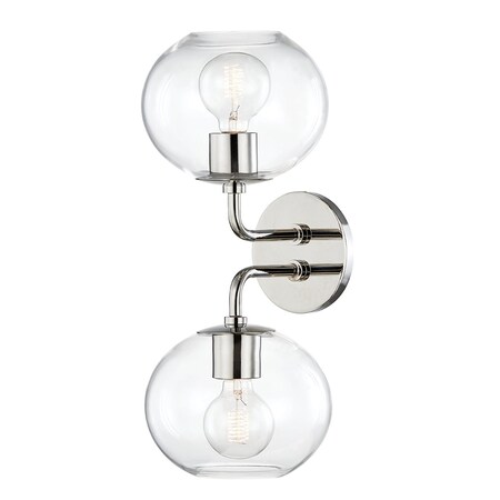 Mitzi Margot 2 Light Wall Sconce 7.25 In. Polished Nickel H270102-PN