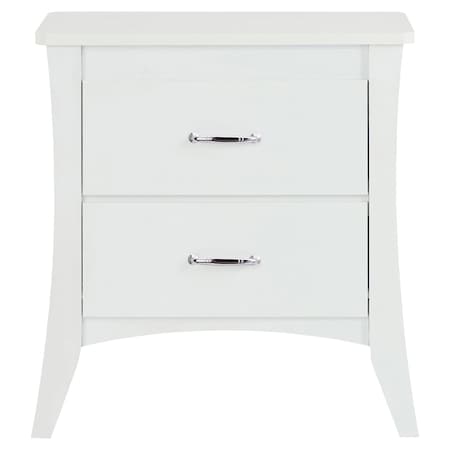 Homeroots 25" White Wood Two Drawer Nightstand 286121