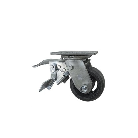 Service Caster 4 Inch Rubber on Steel Caster with Ball Bearing and Total Lock Brake SCC SCC-TTL30S420-RSB
