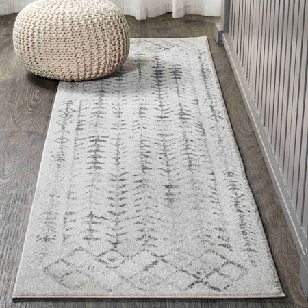 Jonathan Y Ziri Moroccan Geometric Cream/Gray 2 ft. x 8 ft. Runner Rug MOH210A-28