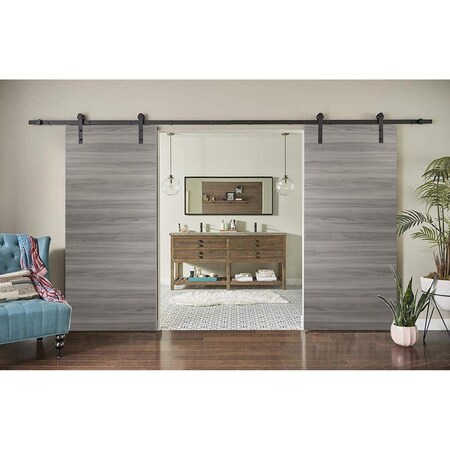Sartodoors Sturdy Double Barn Door with Hardware, Planum 0010 Ginger Ash, 13FT Rail Hangers Heavy Set, Modern PLANUM0010DB-GA-36