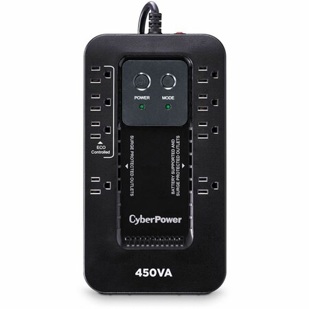 Cyberpower COMPACT STANDBY, 8 NEMA 5-15R OUTLETS, NEMA 5-15 PLUG W/5FT CORD, USB, 3 YR WTY EC450G