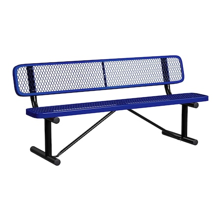 Leisure Craft Bench/Back, Portable, 6ft., Navy B6WBP-NAVY