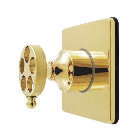 Kingston Brass Single-Handle Six-Way Diverter Valve with Knurled Handle and Square Trim Kit, Polished Brass KS4042RKZ