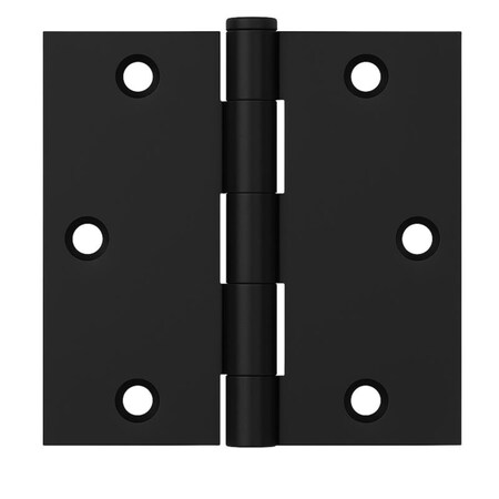 Global Door Controls 3.5 in. x 3.5 in. Matte Black Full Mortise Residential Squared Radius Standard Door Hinge, 12PK CP3535-US19-M