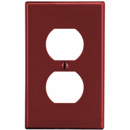 Hubbell Wiring Device-Kellems Duplex Receptacle Wall Plate, Number of Gangs: 1 Plastic, Satin Finish, Red P8R