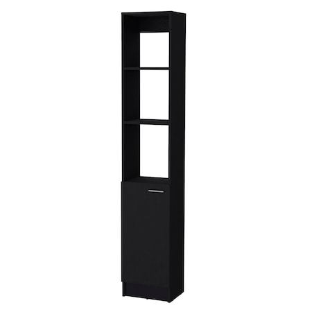 Homeroots 13" Black Wood Freestanding Single Door Bathroom Vanity 558545
