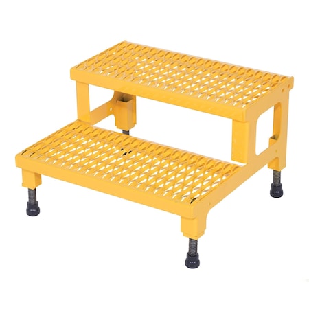Vestil Adj. Step Mate Stand, 2 Step, 24 x 23", 15.25 Overall Height, Steel, Yellow ASP-24