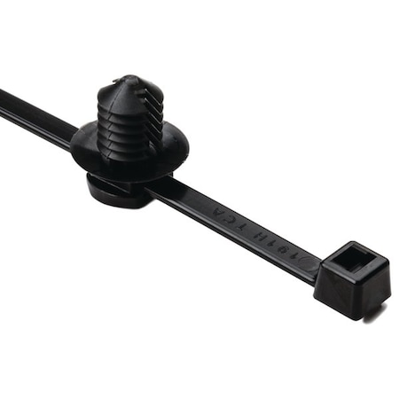Hellerman Tyton 2-Piece Cable Tie with Fir Tree Mount, 8.0"L, 0.30 - 0.31" Mounting Hole, 50lb, PA66HS, Black, 500PK 156-00376