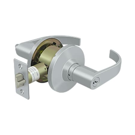 Deltana Standard Commercial Lock Grade 2; Entry with Curved Lever; Satin Chrome Finish CL400EL-26D