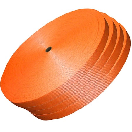 Gourmetgalley 1.5 in. Orange Woven Polyester Strap, 600 ft. Coil - 6125 lbs System Strength - 4 Rolls GO1819604