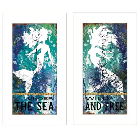 Set Of Two Under The Sea 1 White Framed Print Wall Art, 2PK