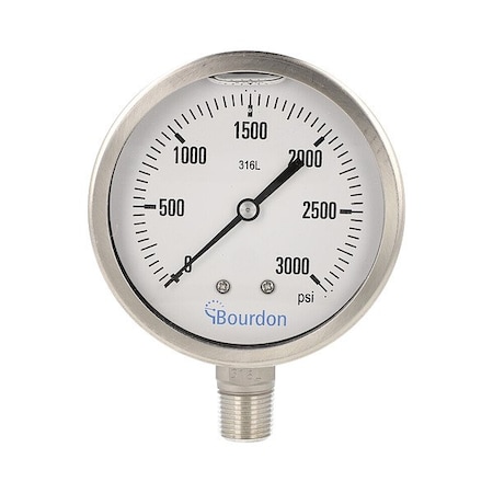 Bourdon Pressure Gauge, 1/2 in NPT, Bottom Location MEX5-D62.H34/0133
