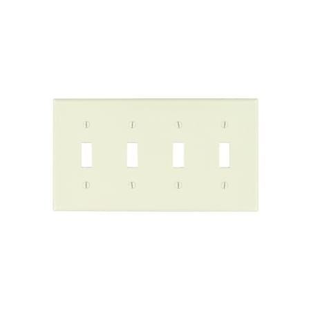 Leviton Switch Wallplate, Standard Size, Gang 4, Light Almond 78012