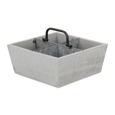Homeroots 10" Gray Solid Wood And Metal Box 488035