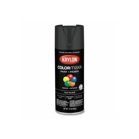 Krylon Industrial COLORmaxx, Paint + Primer Spray Paint, 12 oz, Black, Flat, 6PK 425-K05546007