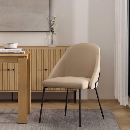 Manhattan Comfort Gracie Dining Chair in Tan and Black DC100-BTN