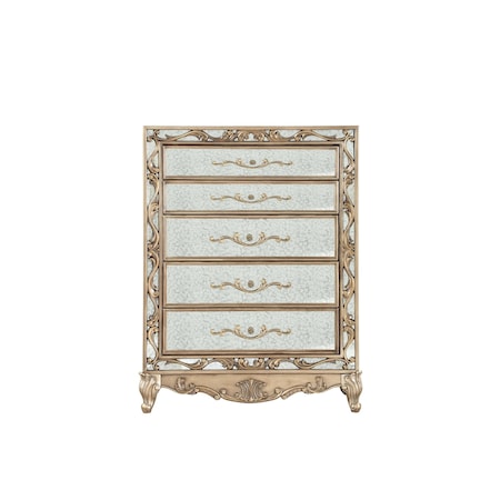 Homeroots 19" X 42" X 56" Antique Gold Wood Mirror Chest 347062