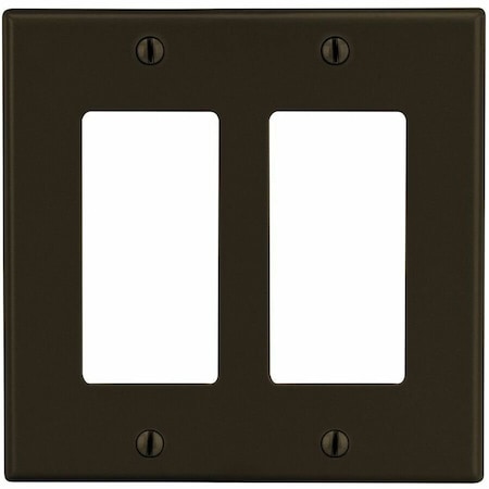 Hubbell Wiring Device-Kellems Rocker Wall Plate, Number of Gangs: 2 Plastic, Satin Finish, Brown PJ262