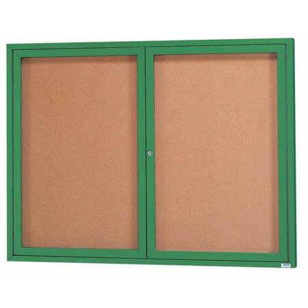Aarco Illuminated Enclosed Bulletin Board w/ Green Powder Coated Al Frame, 48''Hx60''W DCC4860RIG