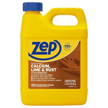 Zep Calcium/Lime/Rust Cleaner, 32 oz, Liquid, Pungent, Light Yellow ZUCAL32