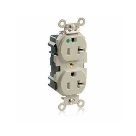 Leviton Lev-Lok Hospital Grade Tamper-Resistant Duplex Receptacle, 20 Amp, 125 Volt MT830-I