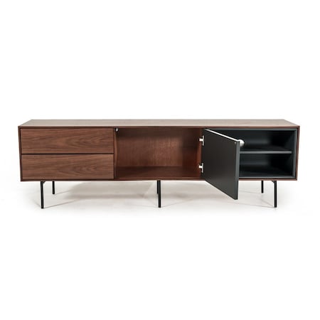 Homeroots 67in Brown And Black Enclosed Storage TV Stand 473291