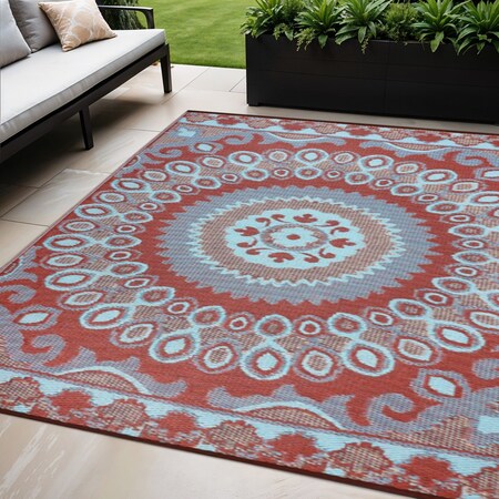 Homeroots 5' X 8' Brown Floral Indoor Outdoor Area Rug 555584